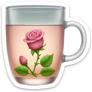 tea glass with small rose buds inside sticker