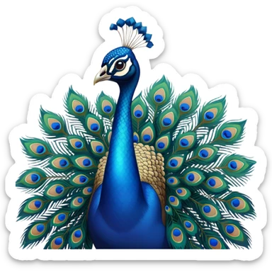 A peacock with blue stuff on sticker