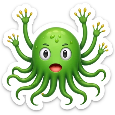 green germs emoji with many limbs sticker