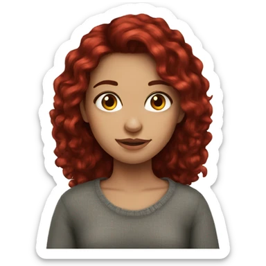 Pretty girl with dark red hair cozy sticker