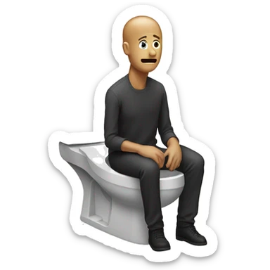 A man without a body only a head popping out of the toilet sticker