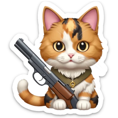 Make a cat with a gun sticker