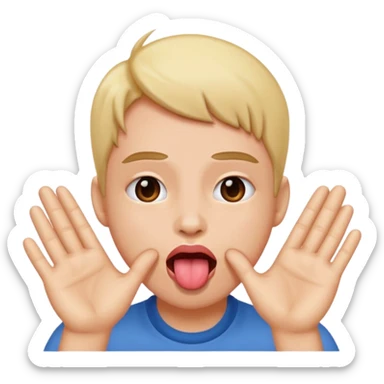 tongue out hands on face  sticker