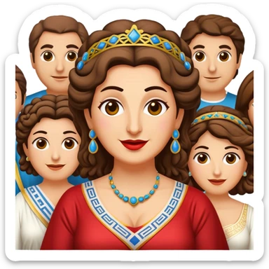 Cinematic Realistic My Big Fat Greek Wedding Pop Culture Emoji, depicting a vibrant celebration of Greek culture rendered with lively textures and festive lighting. sticker