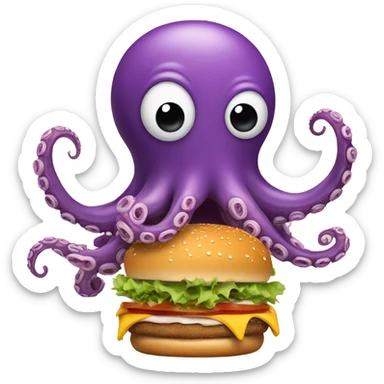 an octopus with a burger in the tentacle sticker