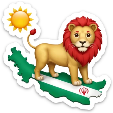 A iran map with lion an sun with 3 color of iran flag sticker