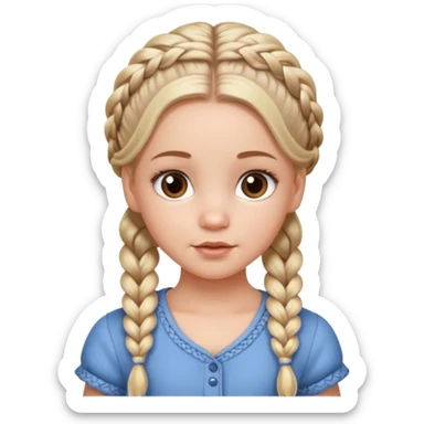 white girl with baby hair detailed full braids,  sticker