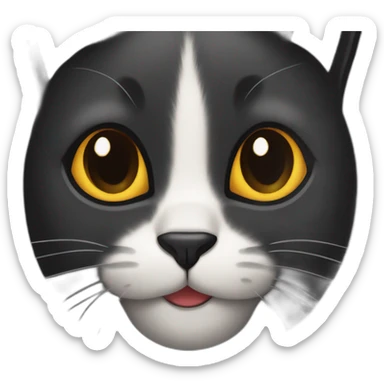 full black female cat in red dress sticker