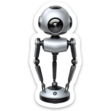 Tall surveillance robot with rotating sensor dome and floating limbs sticker