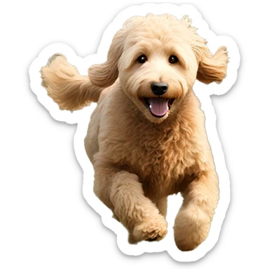 Golden doodle running through a field  sticker
