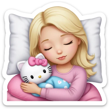Blonde haired, hello Kitty sleeping sticker