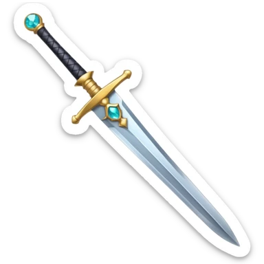 emoji style sword, straight blade, gemstone in the hilt, simple and clear sticker
