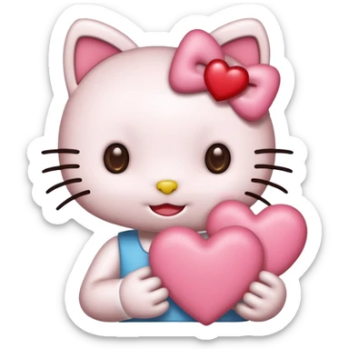 Połącz mi zwykłe hello kitty na białym tle, ale żeby ono wyglądało jak ta emotka: 🥰 sticker