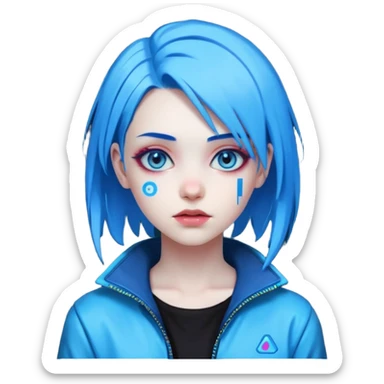 girl neon cyberpunk sticker