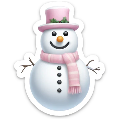 Cute white and light pink snowman sticker