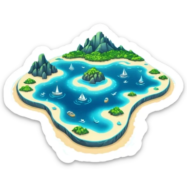 futuristic sea map with islands sticker