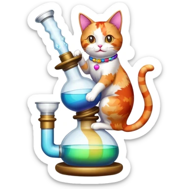 cat riding on top of a bong sticker