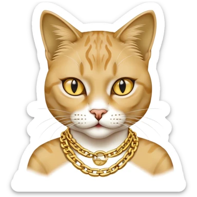 female cat named Cleo, cool and aloof, Run DMC hip-hop vibes, wearing gold chains sticker
