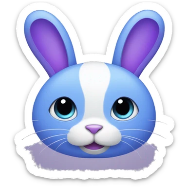 A blue round bunny with purple Ears sticker