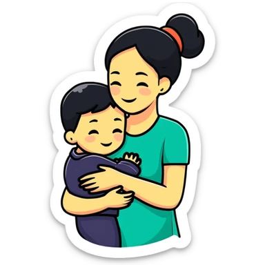 Mother hugging a child sticker