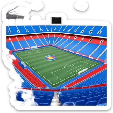 fc basel soccer stadium with blue seats. the name fc basel is written in red seats whereby many red seats form the label within a sea of blue seats sticker