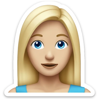 Blonde lady with blue eyes, straight hair - arm in x shape sticker