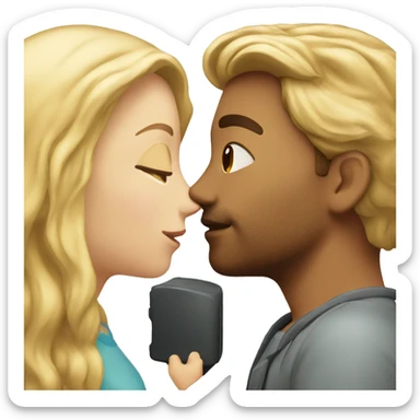 Guy with light Brown hair kissing a Girl with Blond hair sticker