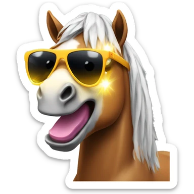 horse with sunglasses dancing with rave lights sticker