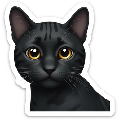 Black tiger cat with small white dot on nose sticker