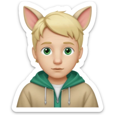 Haz un emoji con estas características: Hombre
Ojos Azules verdosos
Nariz bonita 
Labios medio gordos peor no mucho
Orejas bonitas
Rubio
Ropa Oversize sticker