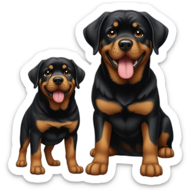 A Rottweiller and a golden sticker
