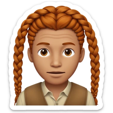 thick ginger braids man sticker