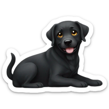 Un chien noir qui fais coucou avec sa patte avant sticker