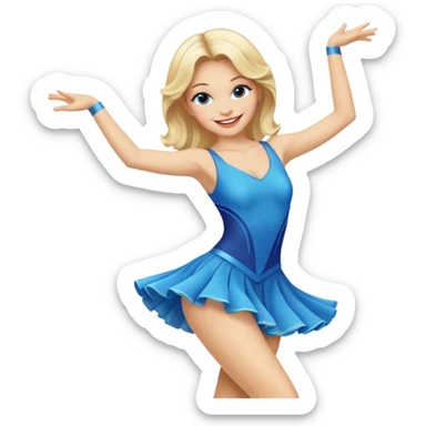 blue jazz style dance costume on blonde sticker
