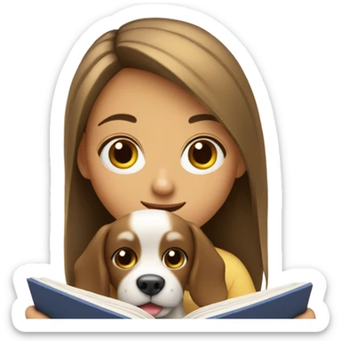 Am I bothering you? Girl reading but dog laying on book sticker