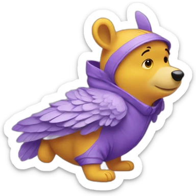 Pooh violet avec des ailes sticker