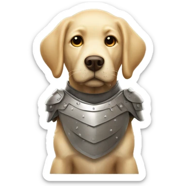 shaggy labrador-like dog in protective armor sticker