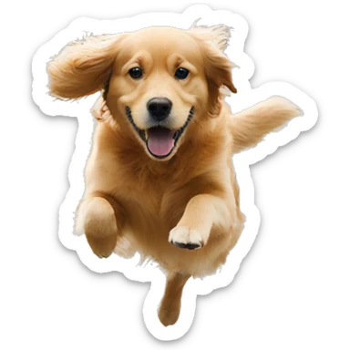 Golden retriever jumping sticker