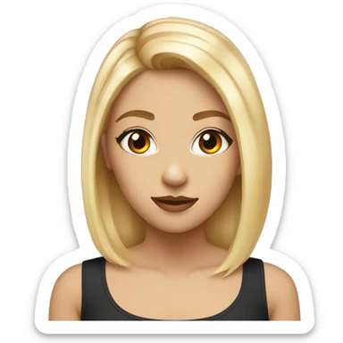 Girl with impossibly blue and orange eyes with blonde hair and black highlights  sticker