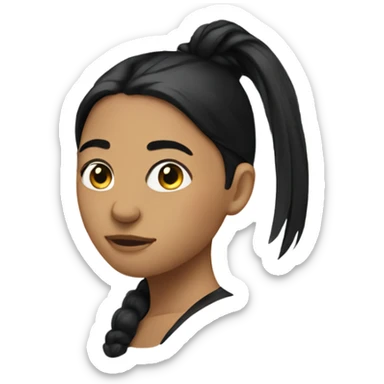 Sideways person with a black ponytail sticker