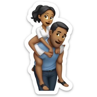 a woman giving a man a piggy back ride sticker