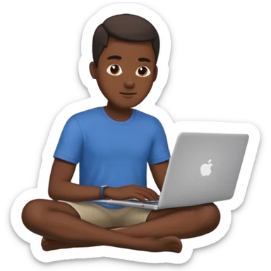its a black colored man sitting working on a laptop with no face or anything sticker