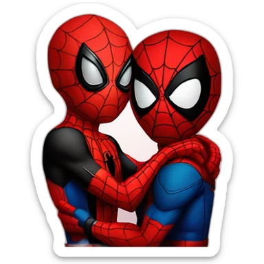 Spiderman kissing Deadpool sticker