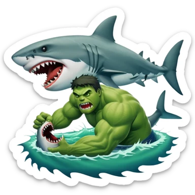 Hulk getting eaten by a big great white shark sticker
