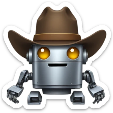 robot with a cowboy hat sticker