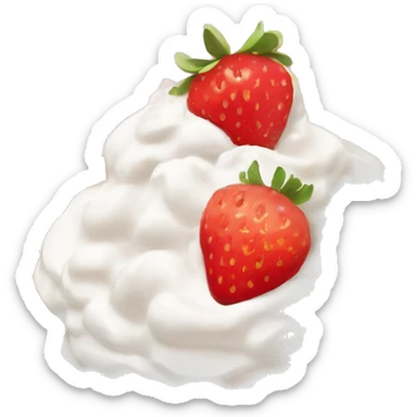 square waffle with dollop of whipped cream and strawberries on top sticker