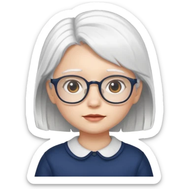 white haired little girl with glassess sticker