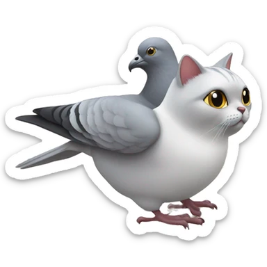 make a meow cat ride a pigeon sticker