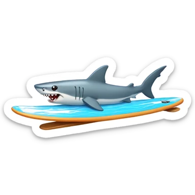 Shark riding surf board sticker