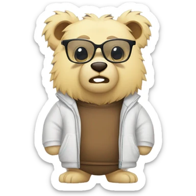 super saiyan bear with glasses sticker